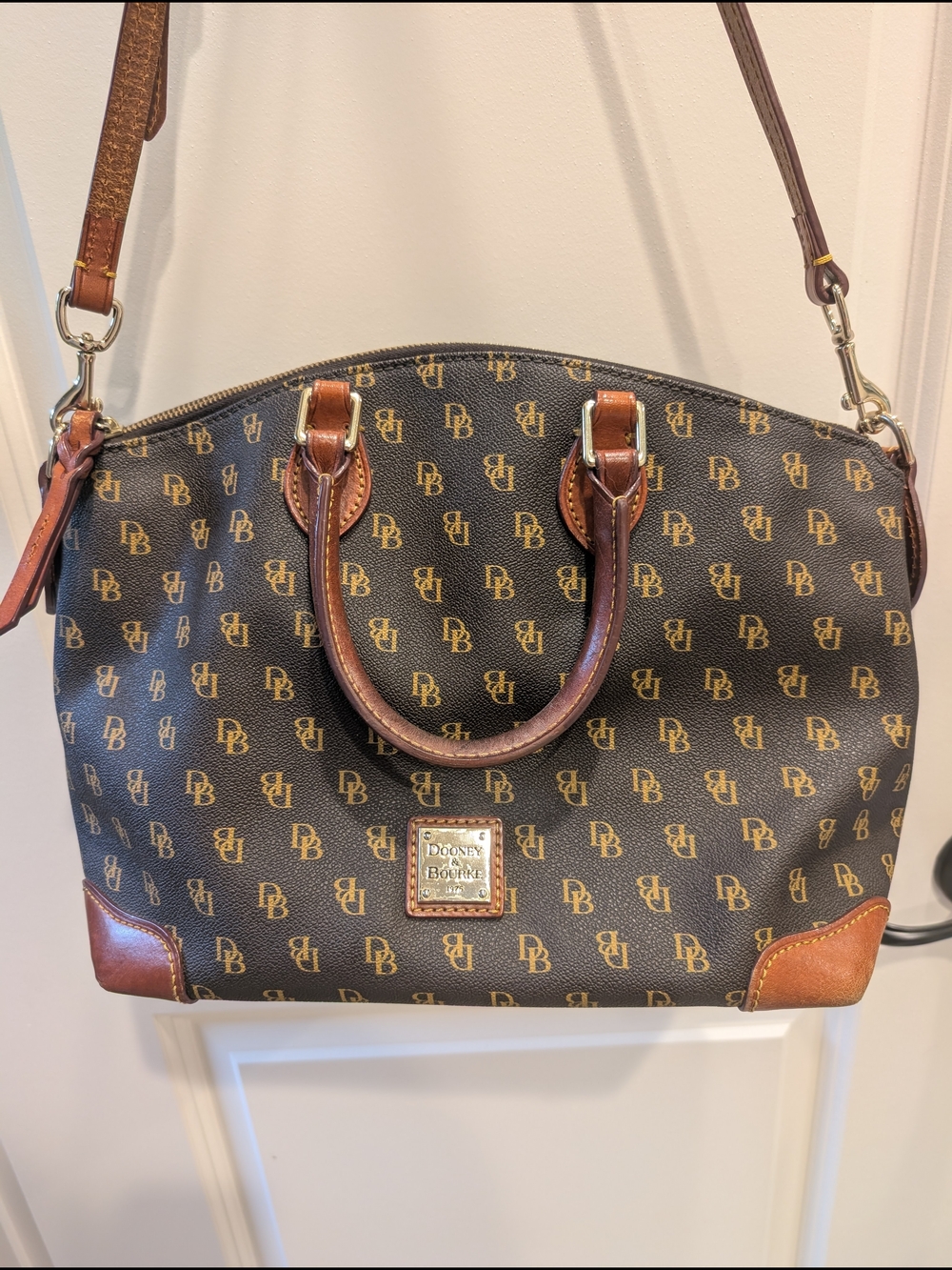 Dooney & Bourke Gretta Domed Signature Satchel Bag - Brown T'moro